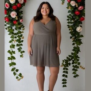 J. CREW HEIDI GRAY SILK MIDI FORMAL CHIFFON LUXURY LINED FLIRTY DRESS